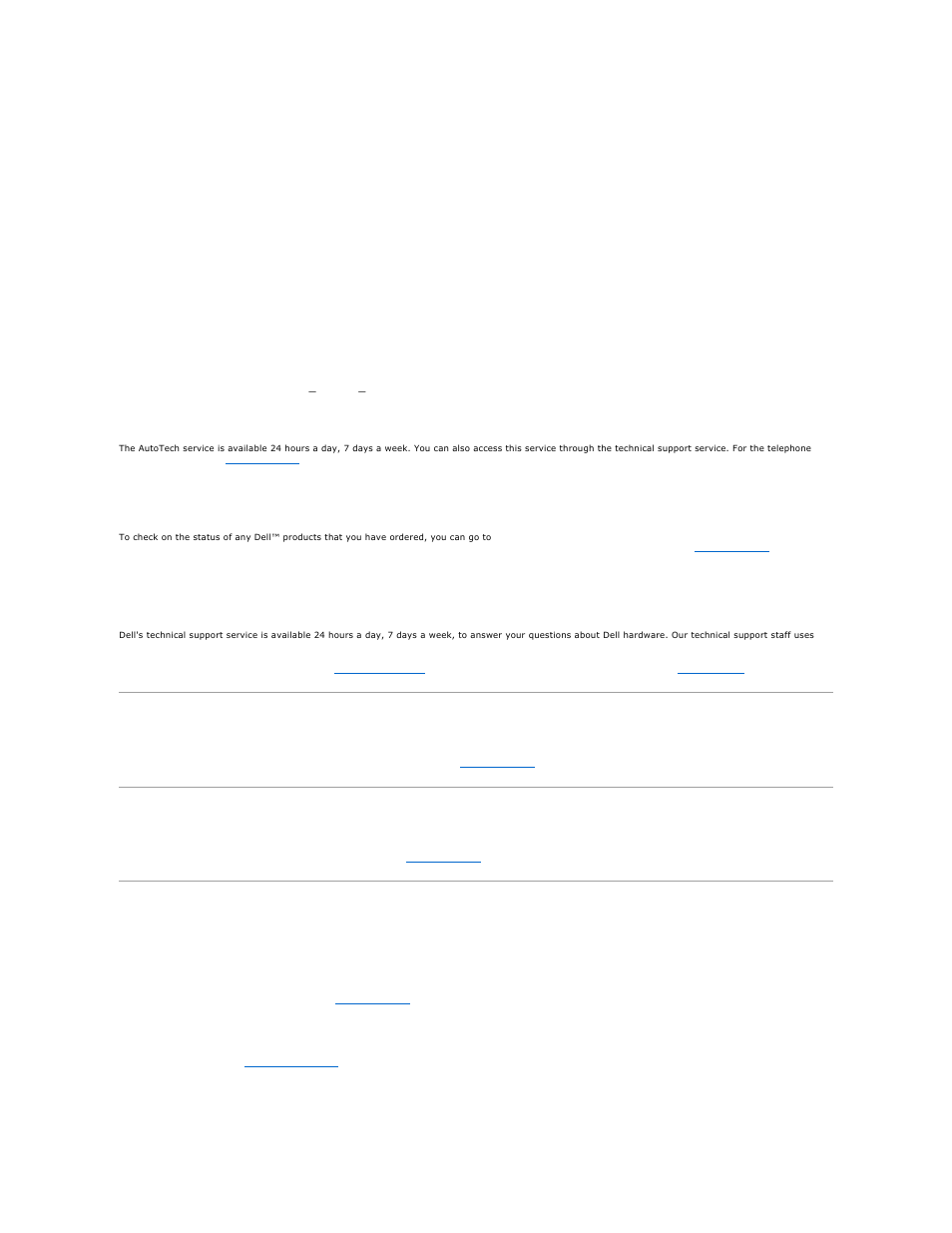 Problems with your order, Product information, Returning items for warranty repair or credit | Technical support service, Autotech service, Automated order-status service | Dell OptiPlex GX520 User Manual | Page 31 / 229