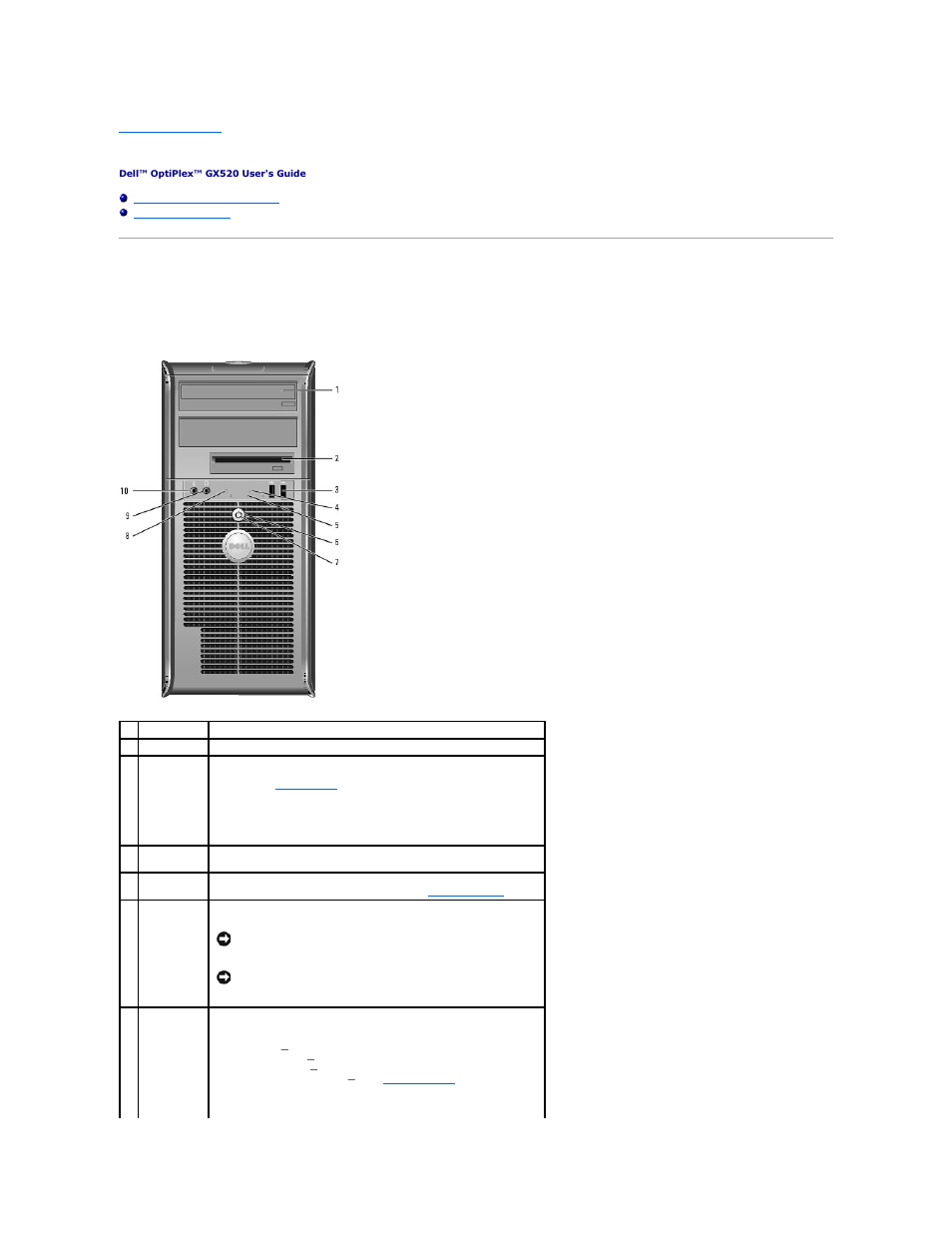 Mini tower computer, About your mini tower computer, Front view | Dell OptiPlex GX520 User Manual | Page 59 / 229