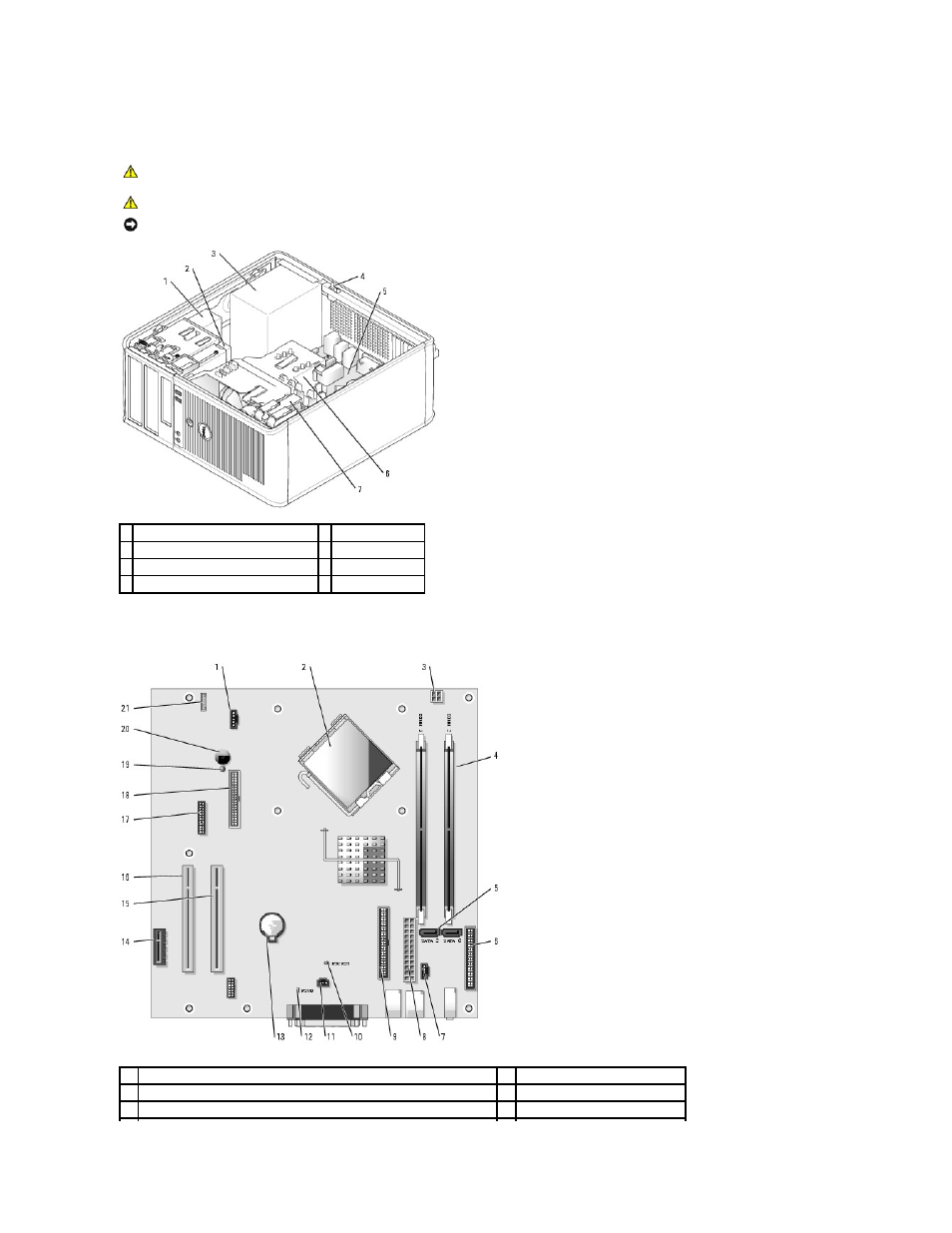 Inside your computer, System board components | Dell OptiPlex GX520 User Manual | Page 62 / 229