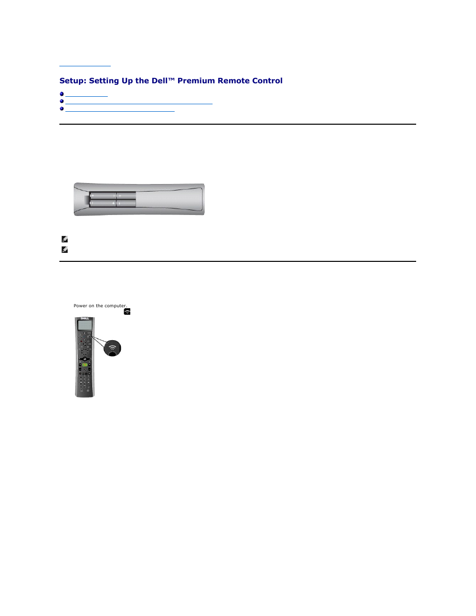 Setup: setting up the dell™ premium remote control, Installing batteries | Dell Premium Remote Control User Manual | Page 15 / 21