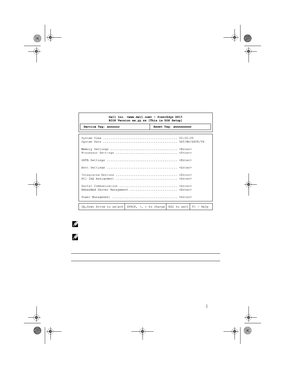 System setup options, Main screen | Dell PowerEdge R815 User Manual | Page 55 / 196