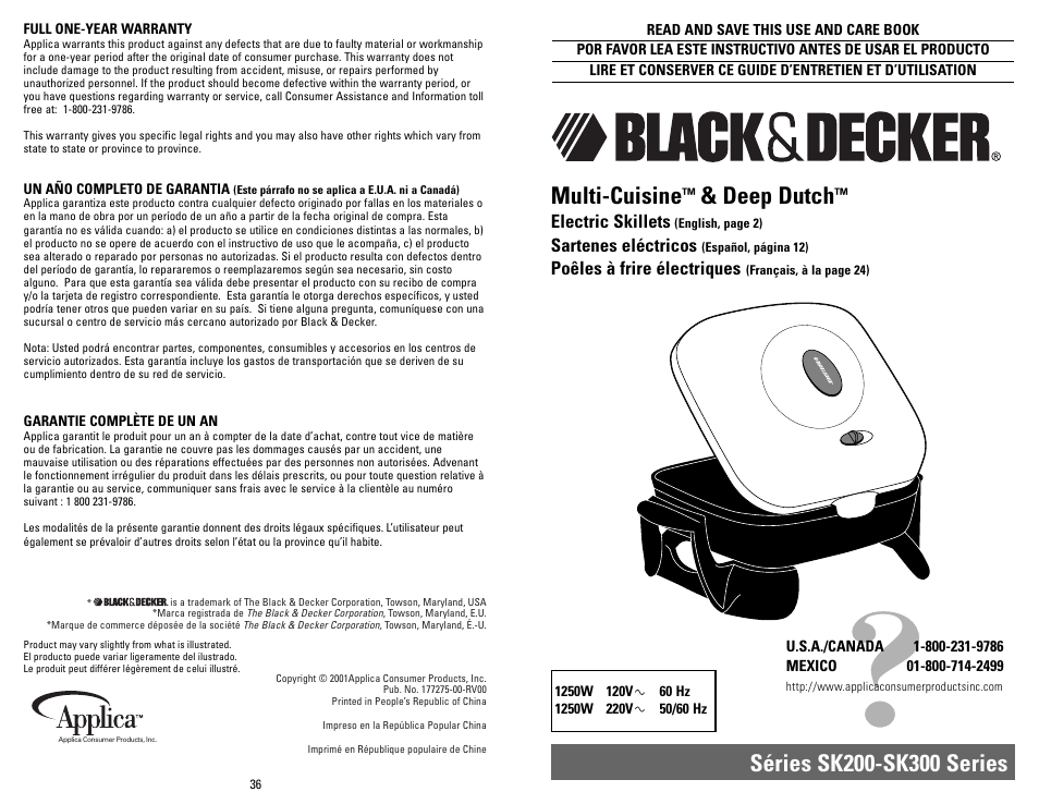 Black & Decker SK300 User Manual | 18 pages