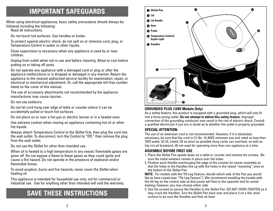 Important safeguards save these instructions | Black & Decker SK300 User Manual | Page 2 / 18