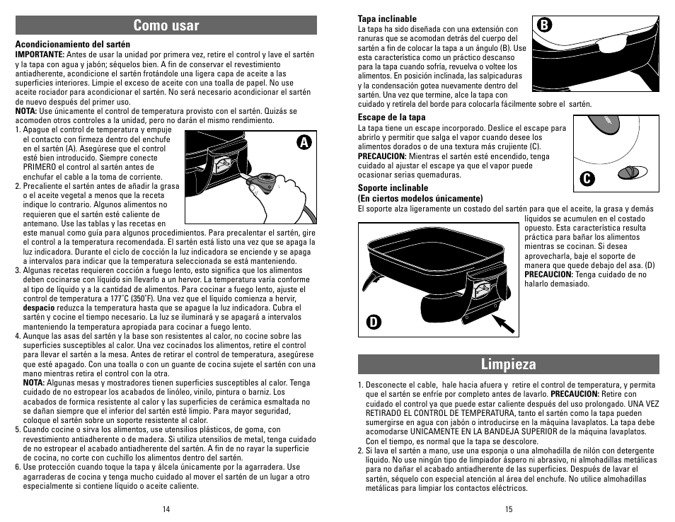 Como usar limpieza, Ab d c | Black & Decker SK300 User Manual | Page 8 / 18