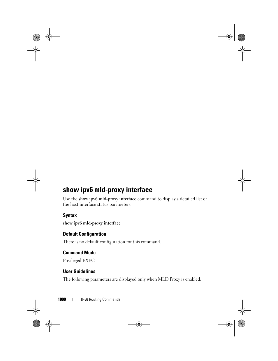 Show ipv6 mld-proxy interface, Syntax, Default configuration | Command mode, User guidelines, Show ipv6 mld-proxy, Interface | Dell POWEREDGE M1000E User Manual | Page 1000 / 1682