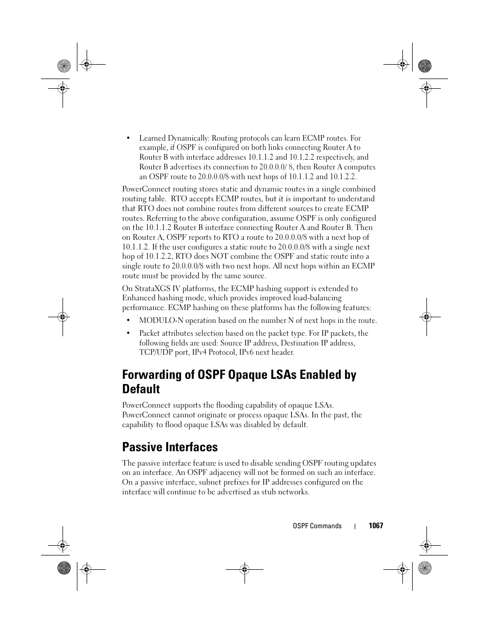 Forwarding of ospf opaque lsas enabled by default, Passive interfaces, Forwarding of ospf opaque lsas enabled | Dell POWEREDGE M1000E User Manual | Page 1067 / 1682