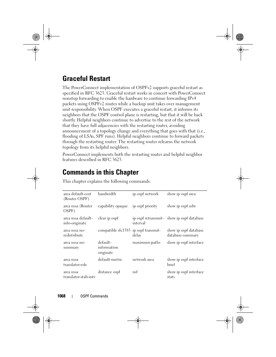 Graceful restart, Commands in this chapter | Dell POWEREDGE M1000E User Manual | Page 1068 / 1682