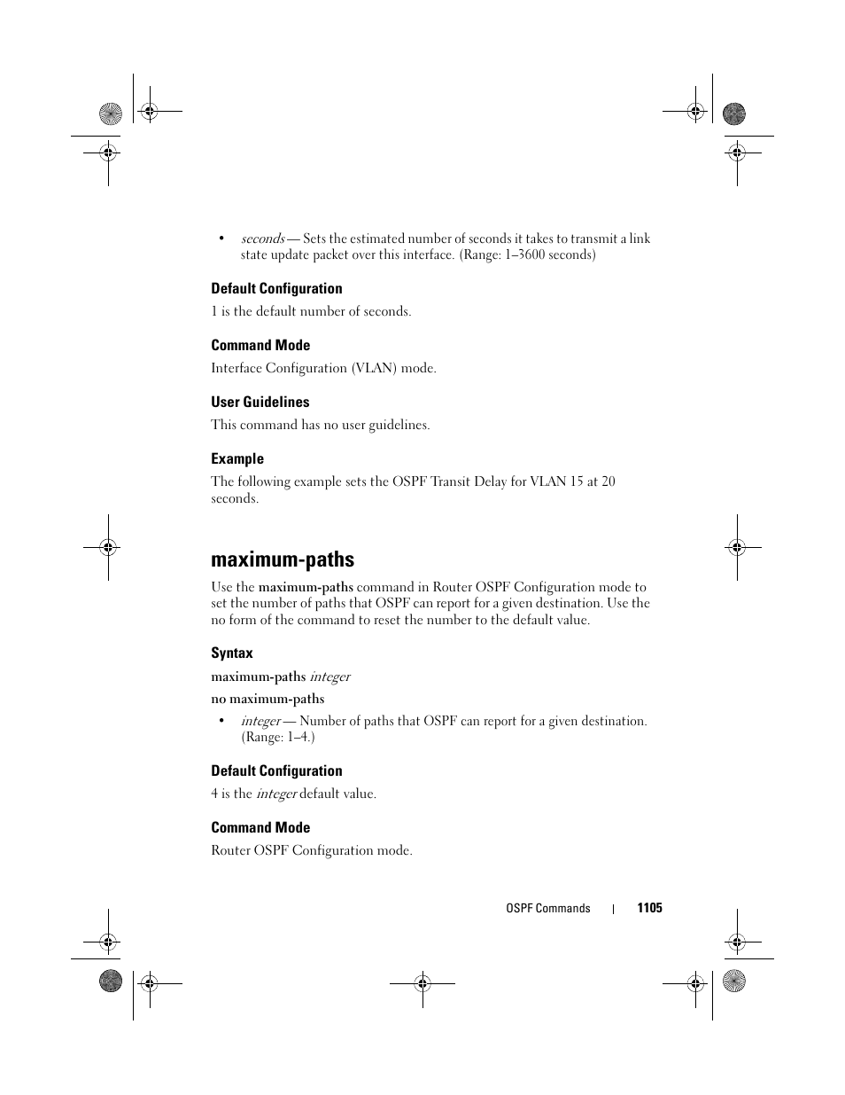 Default configuration, Command mode, User guidelines | Example, Maximum-paths, Syntax | Dell POWEREDGE M1000E User Manual | Page 1105 / 1682