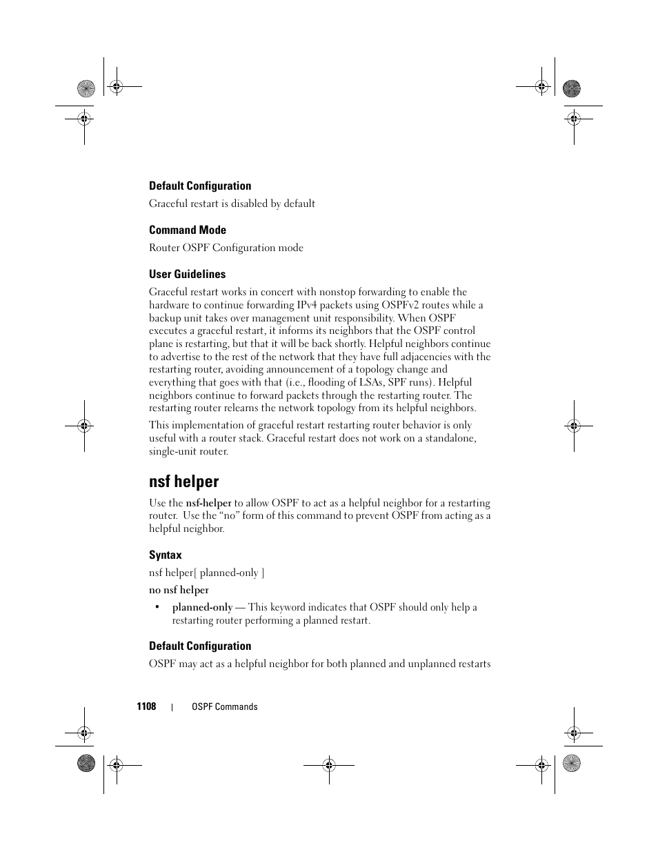 Default configuration, Command mode, User guidelines | Nsf helper, Syntax | Dell POWEREDGE M1000E User Manual | Page 1108 / 1682