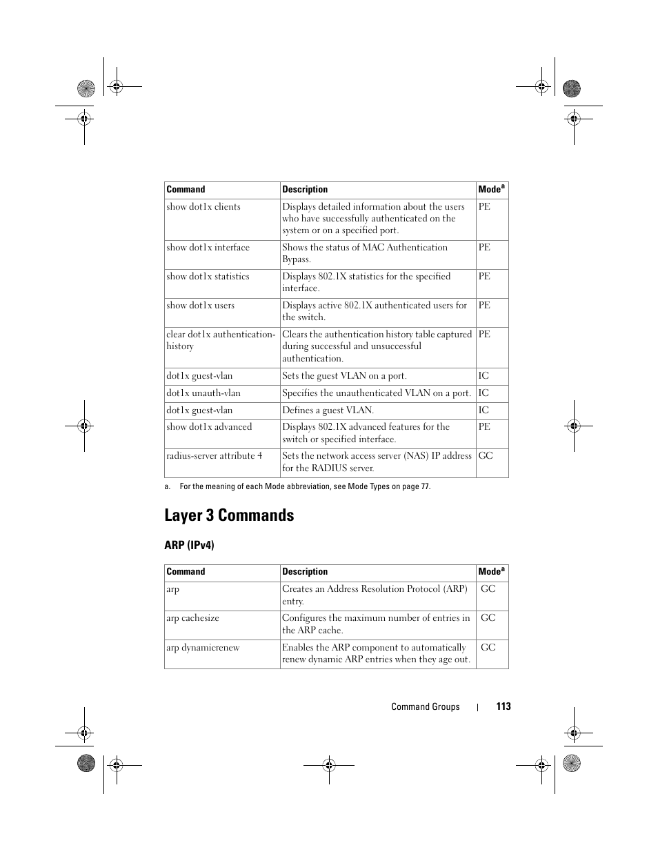 Layer 3 commands, Arp (ipv4), Layer 3 commands arp (ipv4) | Dell POWEREDGE M1000E User Manual | Page 113 / 1682