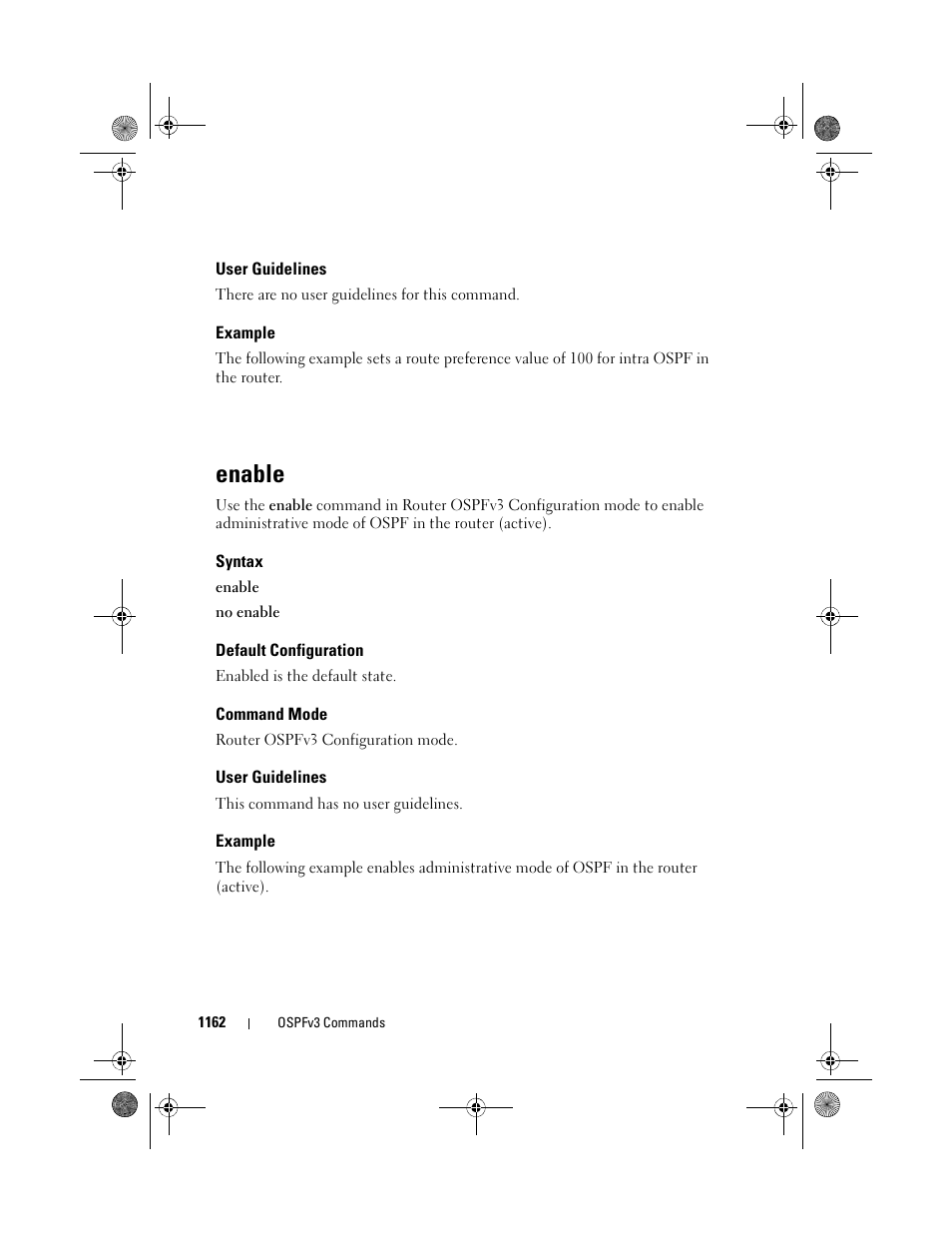 User guidelines, Example, Enable | Syntax, Default configuration, Command mode | Dell POWEREDGE M1000E User Manual | Page 1162 / 1682