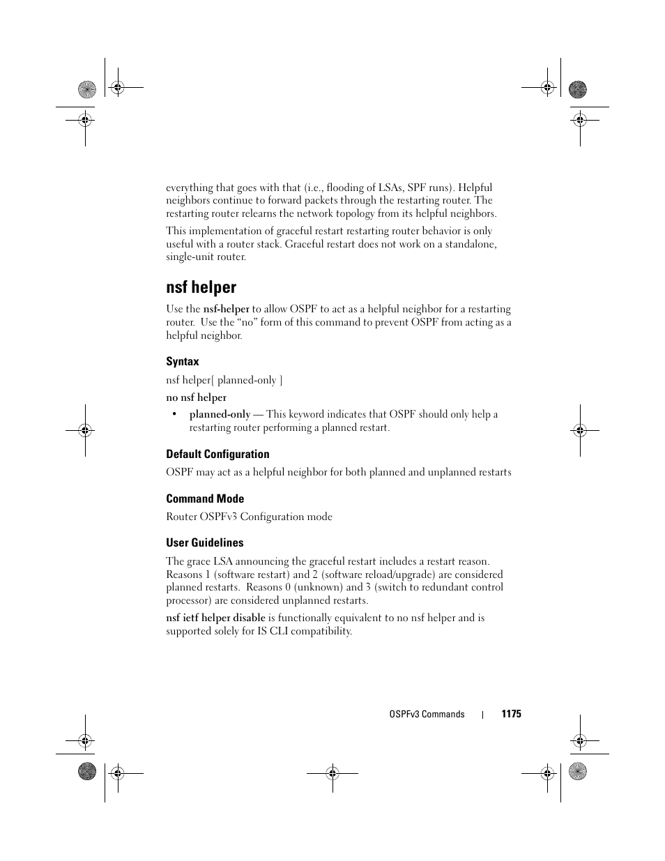 Nsf helper, Syntax, Default configuration | Command mode, User guidelines | Dell POWEREDGE M1000E User Manual | Page 1175 / 1682