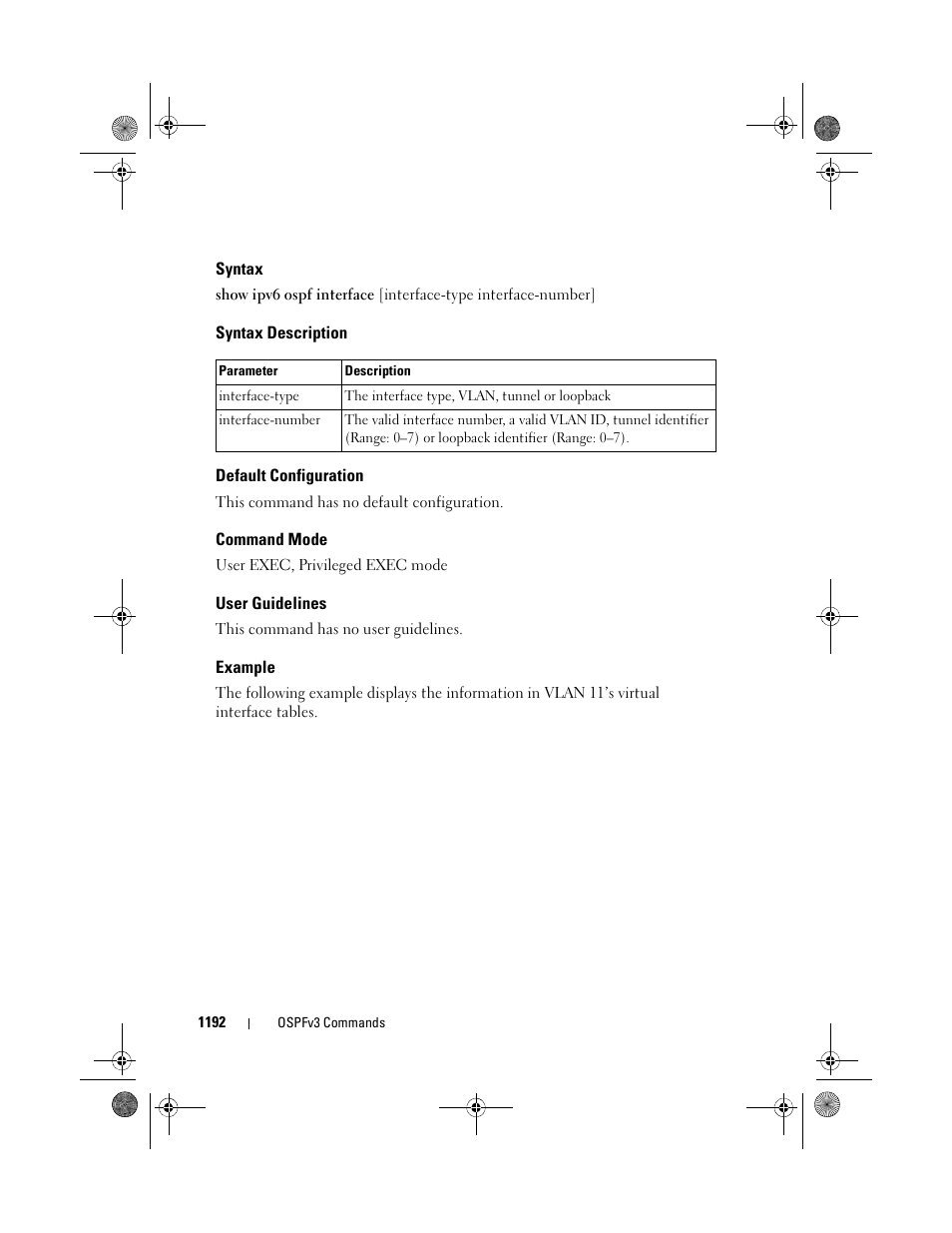 Syntax, Syntax description, Default configuration | Command mode, User guidelines, Example | Dell POWEREDGE M1000E User Manual | Page 1192 / 1682