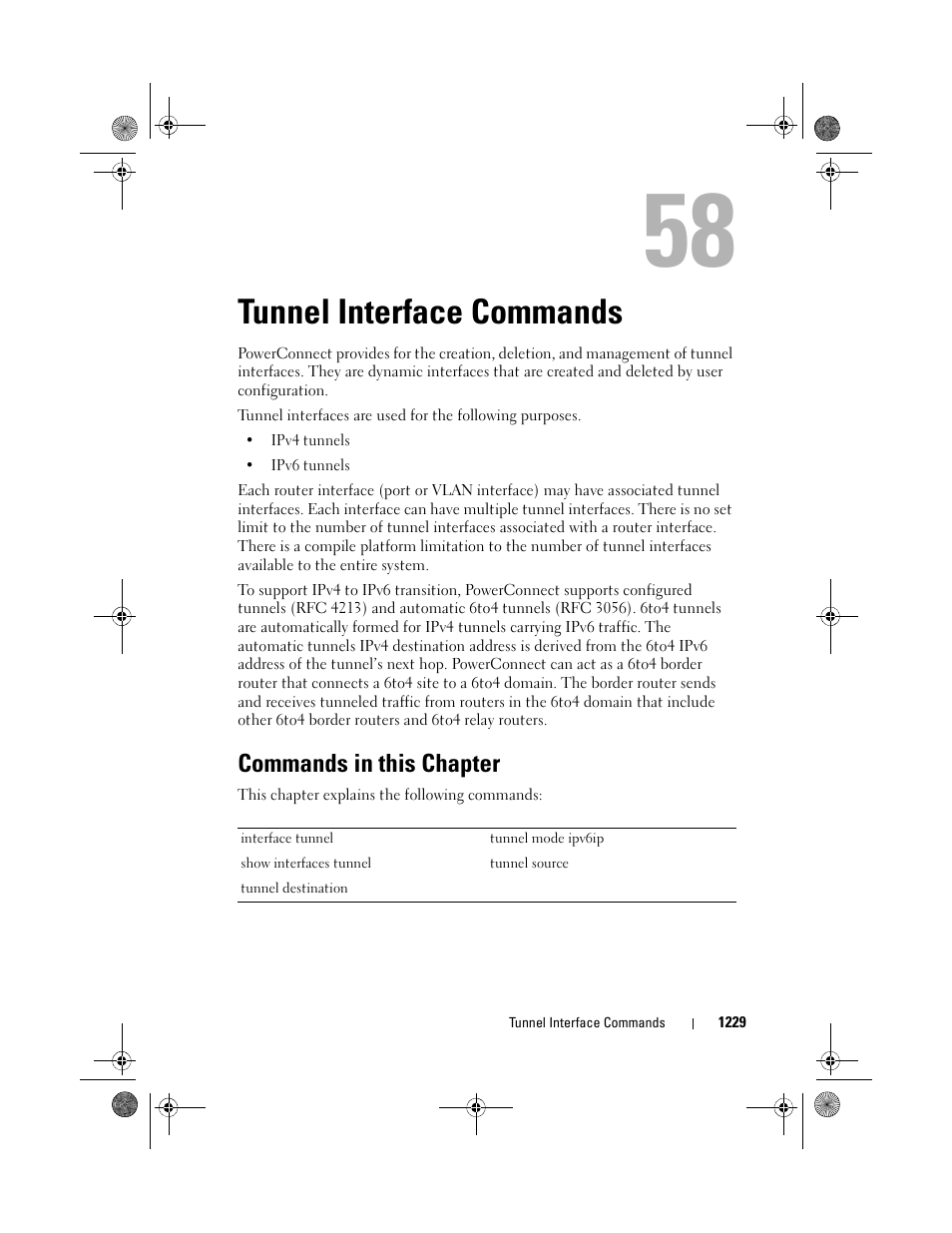 Tunnel interface commands, Commands in this chapter | Dell POWEREDGE M1000E User Manual | Page 1229 / 1682