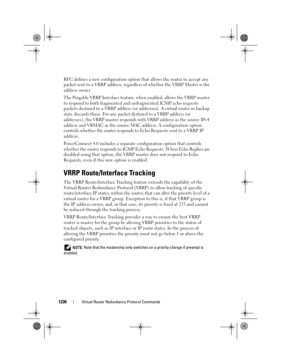 Vrrp route/interface tracking | Dell POWEREDGE M1000E User Manual | Page 1236 / 1682