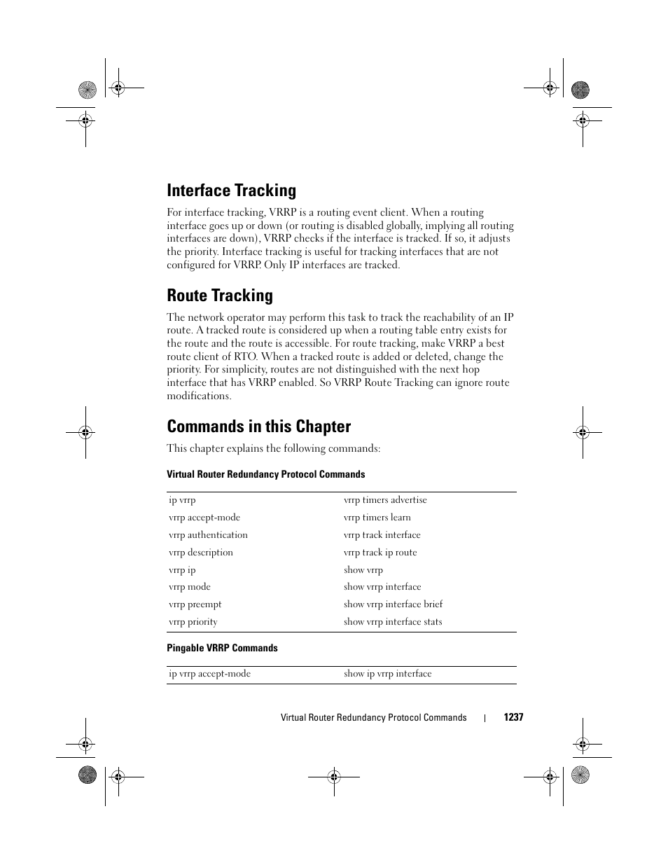 Interface tracking, Route tracking, Commands in this chapter | Dell POWEREDGE M1000E User Manual | Page 1237 / 1682