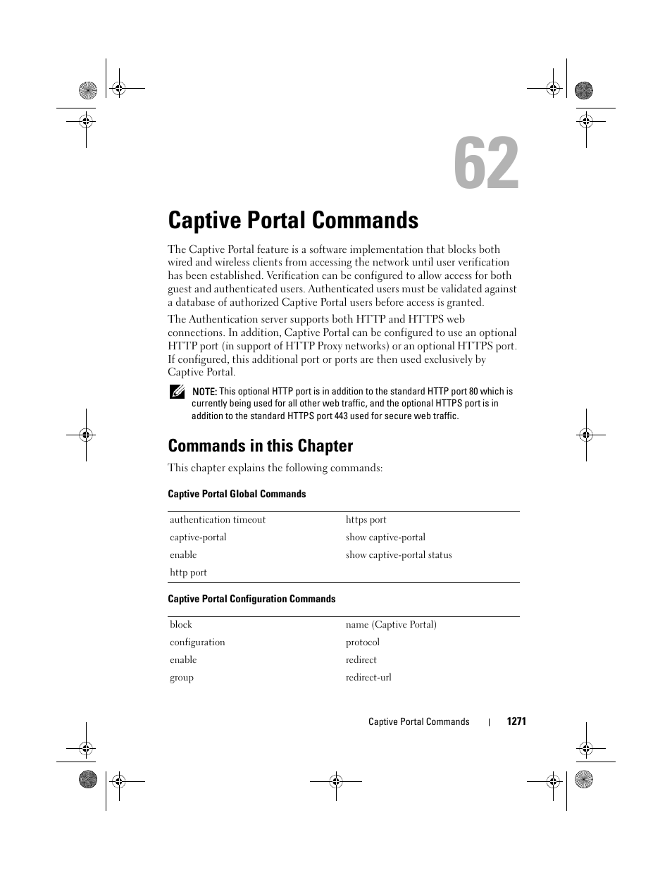 Captive portal commands, Commands in this chapter, Captive portal | Commands | Dell POWEREDGE M1000E User Manual | Page 1273 / 1682