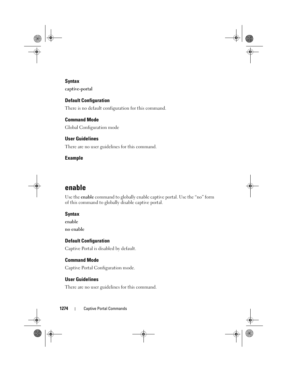 Syntax, Default configuration, Command mode | User guidelines, Example, Enable | Dell POWEREDGE M1000E User Manual | Page 1276 / 1682