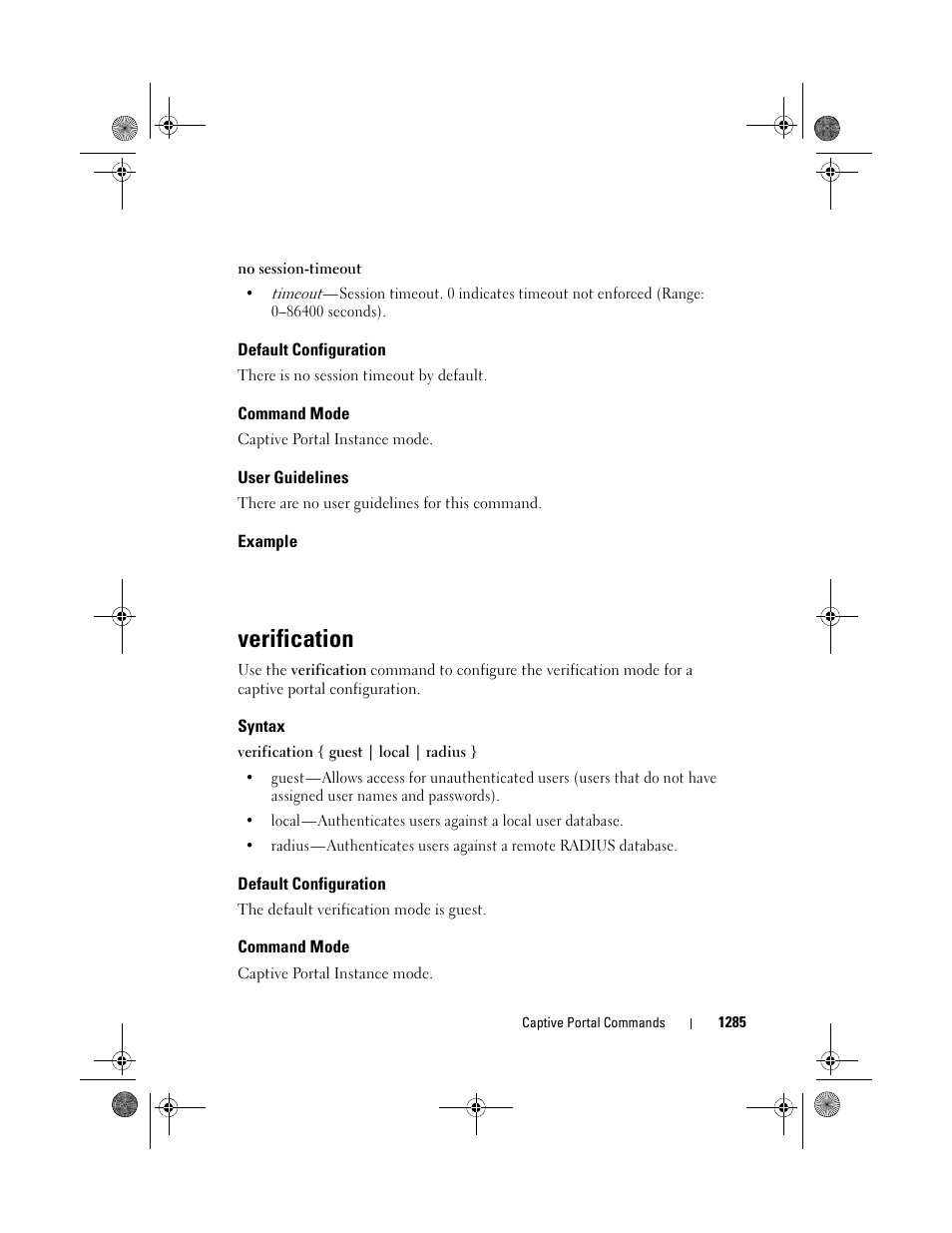 Default configuration, Command mode, User guidelines | Example, Verification, Syntax | Dell POWEREDGE M1000E User Manual | Page 1287 / 1682