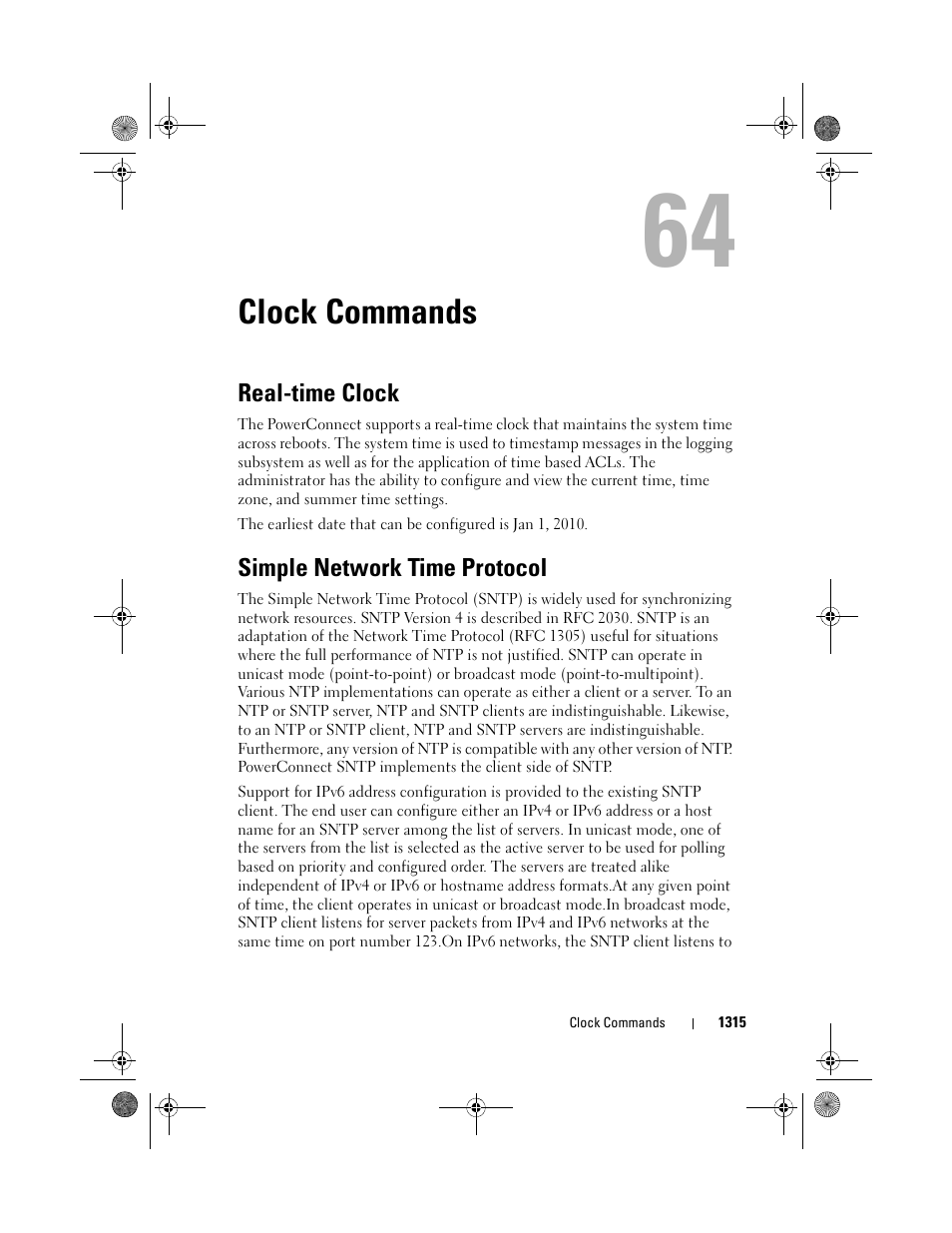 Clock commands, Real-time clock, Simple network time protocol | Dell POWEREDGE M1000E User Manual | Page 1317 / 1682