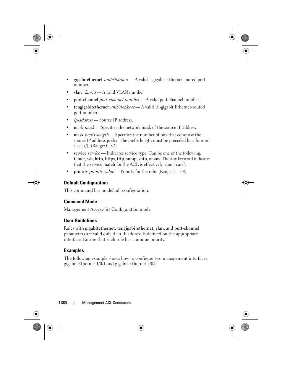 Default configuration, Command mode, User guidelines | Examples | Dell POWEREDGE M1000E User Manual | Page 1388 / 1682