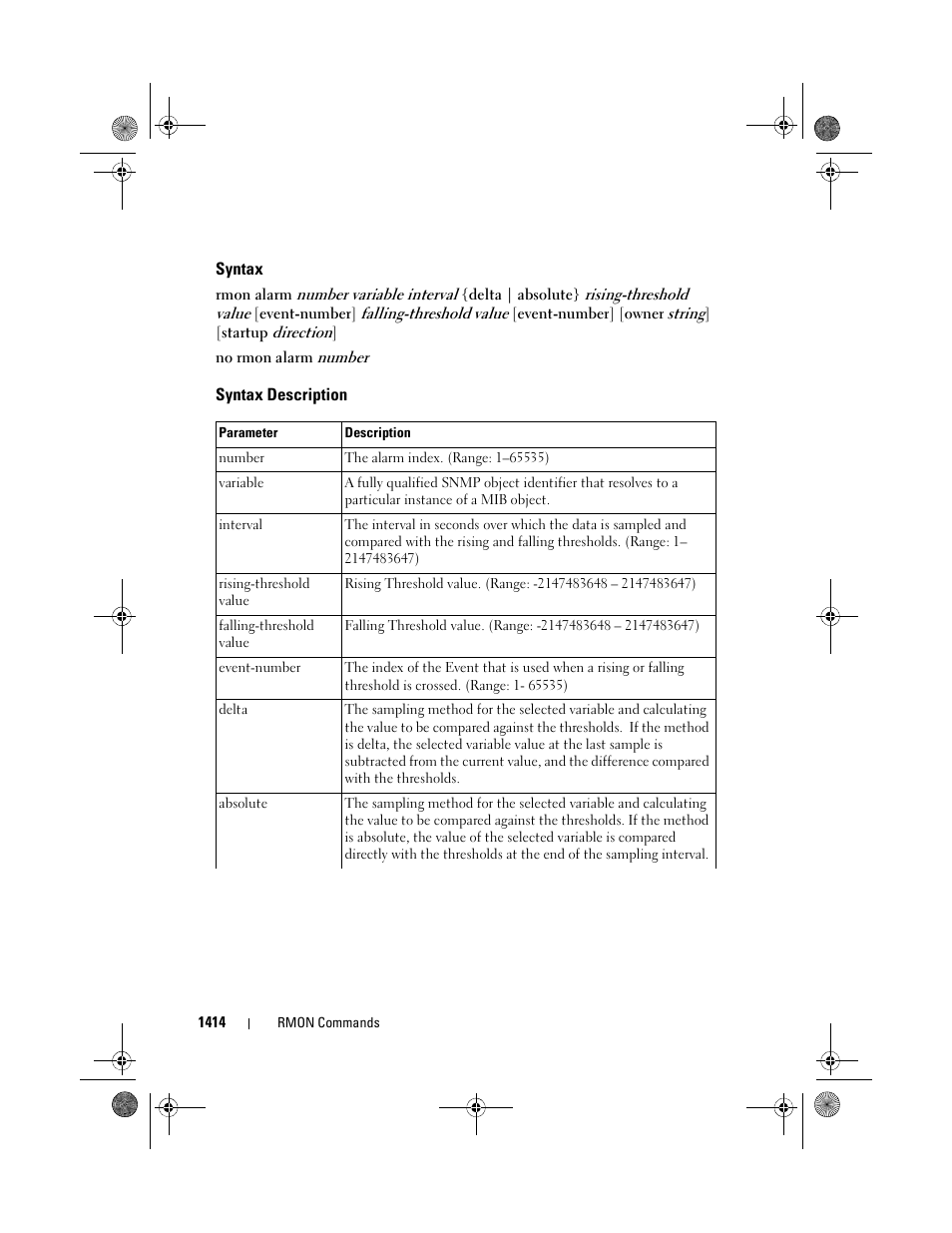 Syntax, Syntax description | Dell POWEREDGE M1000E User Manual | Page 1418 / 1682