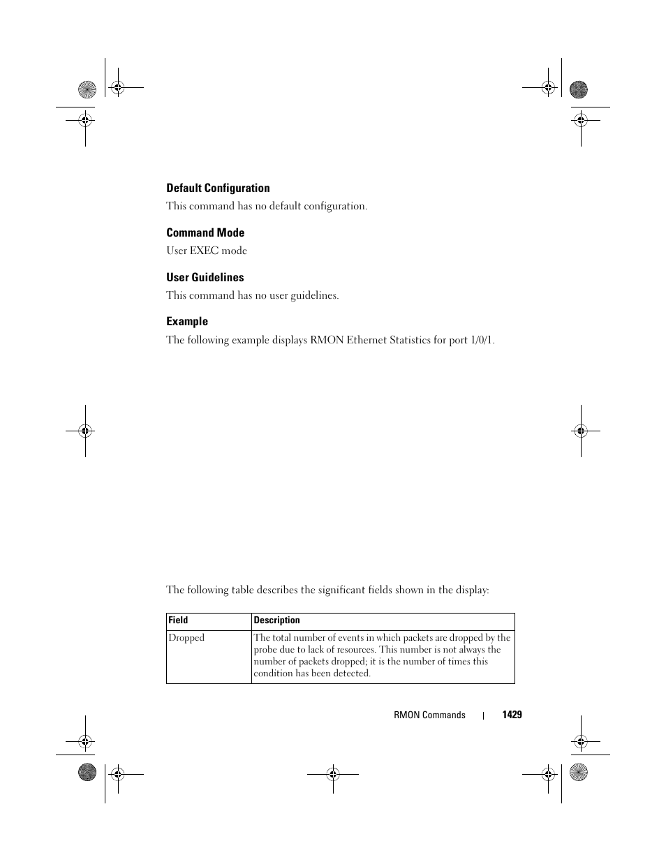 Default configuration, Command mode, User guidelines | Example | Dell POWEREDGE M1000E User Manual | Page 1433 / 1682