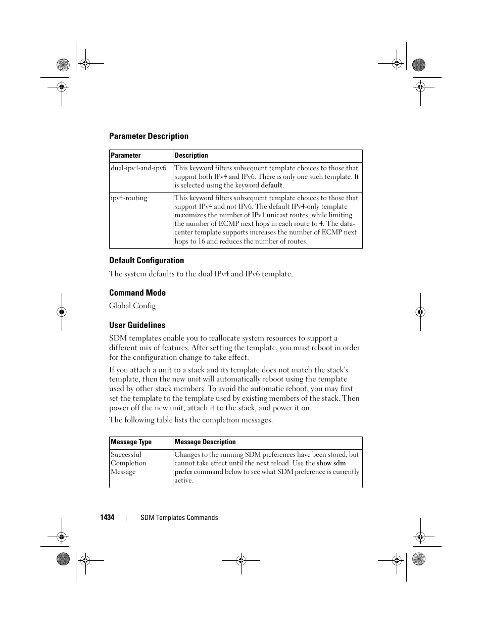 Parameter description, Default configuration, Command mode | User guidelines | Dell POWEREDGE M1000E User Manual | Page 1438 / 1682