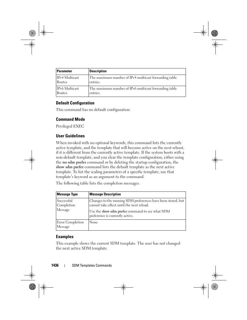 Default configuration, Command mode, User guidelines | Examples | Dell POWEREDGE M1000E User Manual | Page 1440 / 1682