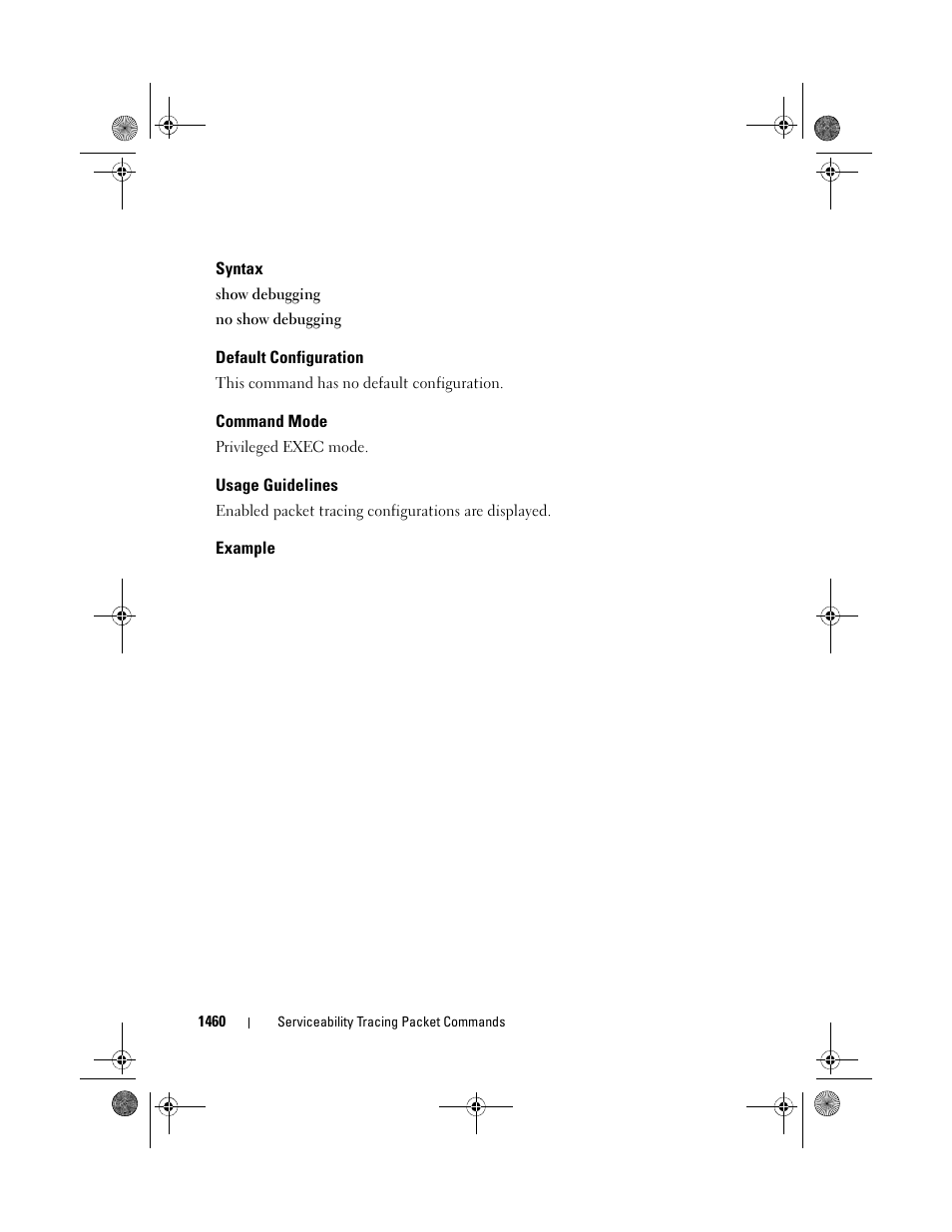 Syntax, Default configuration, Command mode | Usage guidelines, Example | Dell POWEREDGE M1000E User Manual | Page 1464 / 1682