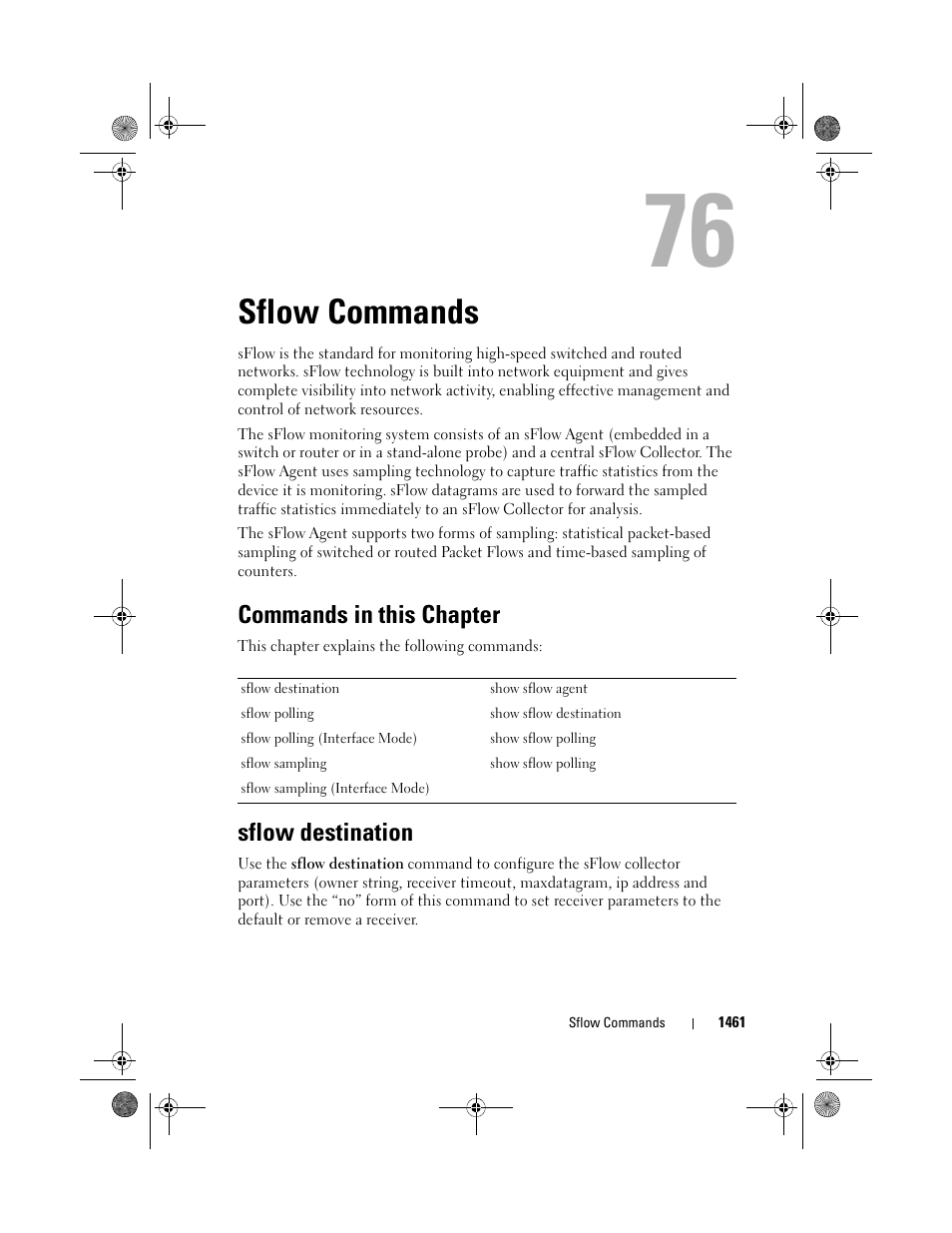 Sflow commands, Commands in this chapter, Sflow destination | Dell POWEREDGE M1000E User Manual | Page 1465 / 1682