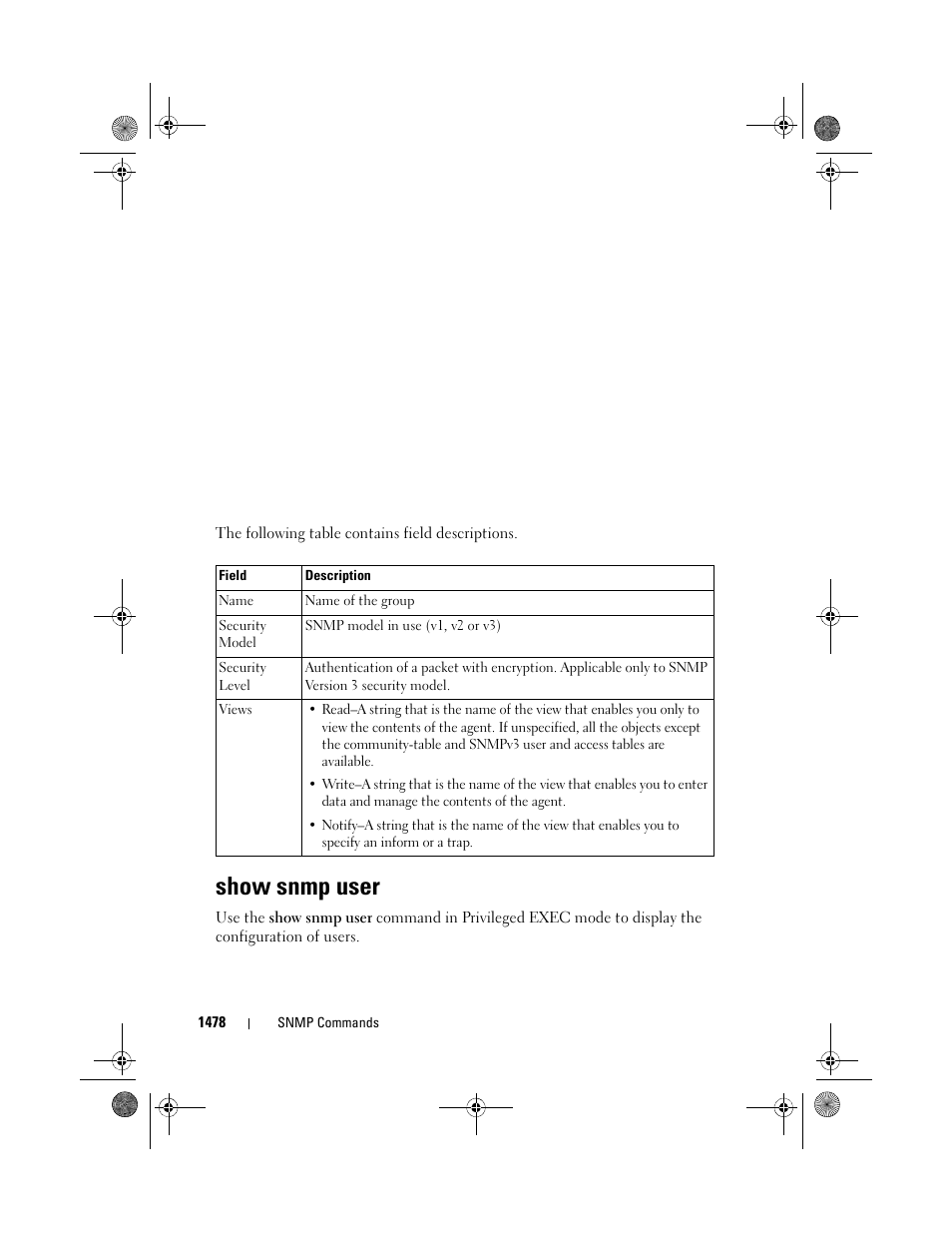 Show snmp user | Dell POWEREDGE M1000E User Manual | Page 1482 / 1682