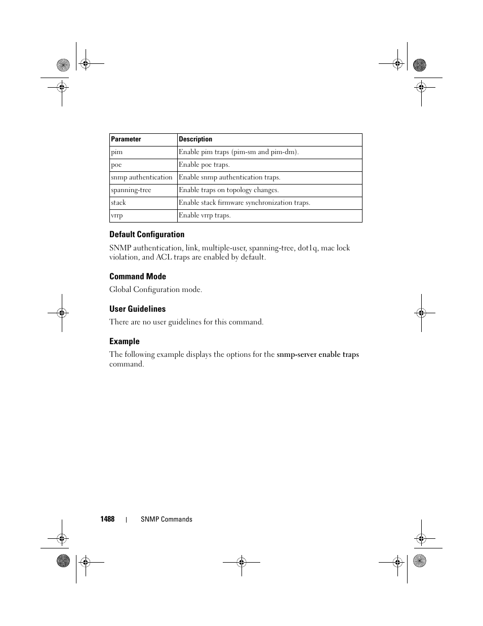 Default configuration, Command mode, User guidelines | Example | Dell POWEREDGE M1000E User Manual | Page 1492 / 1682