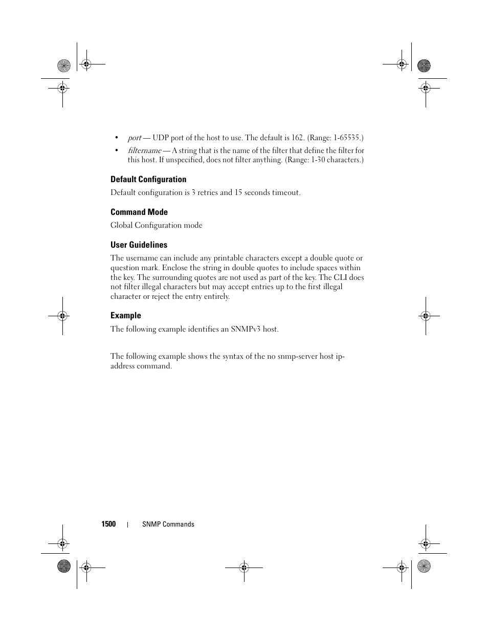 Default configuration, Command mode, User guidelines | Example | Dell POWEREDGE M1000E User Manual | Page 1504 / 1682