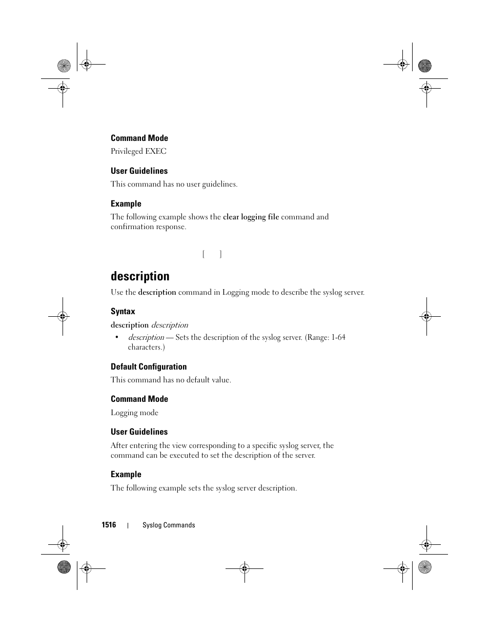 Command mode, User guidelines, Example | Description, Syntax, Default configuration | Dell POWEREDGE M1000E User Manual | Page 1520 / 1682