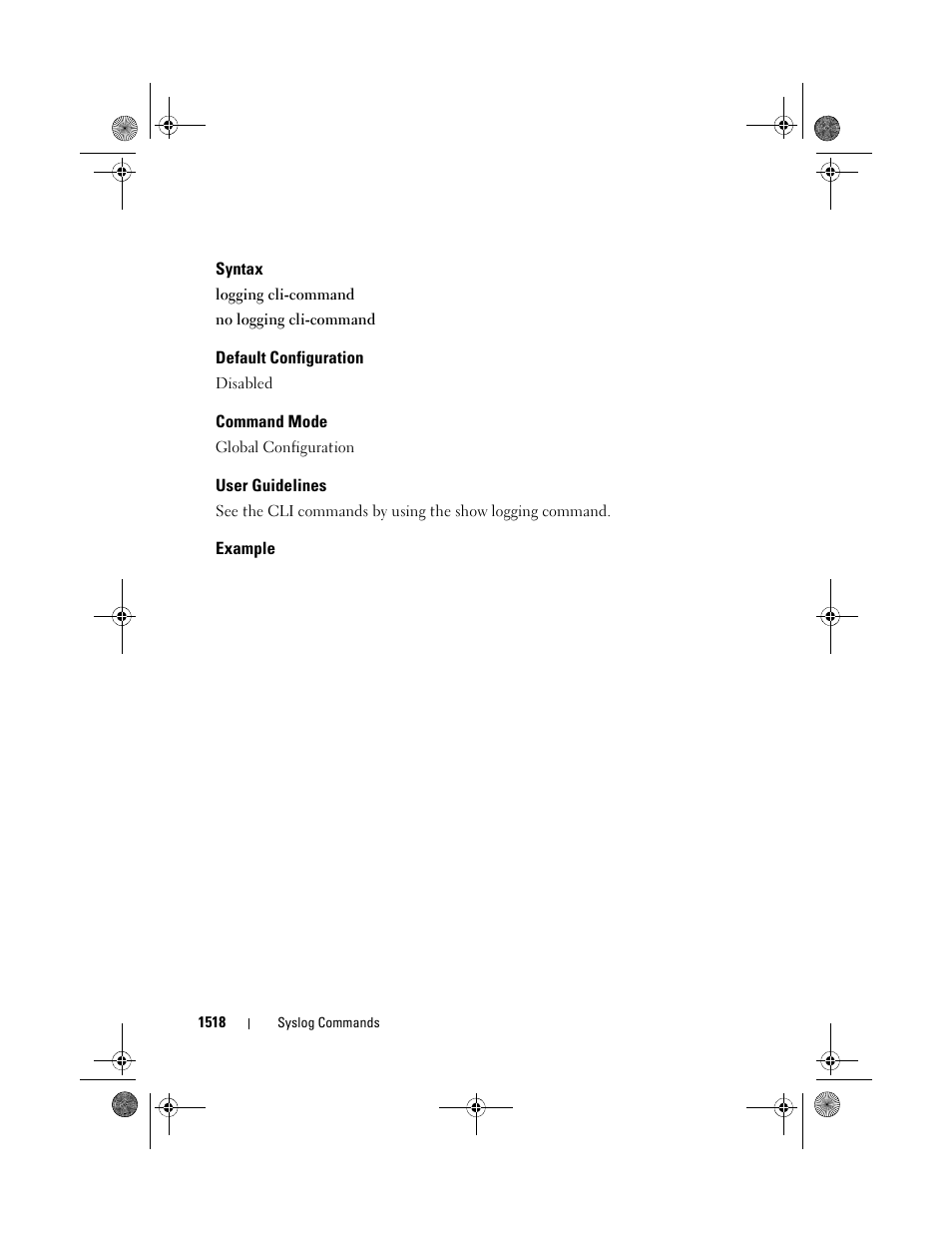 Syntax, Default configuration, Command mode | User guidelines, Example | Dell POWEREDGE M1000E User Manual | Page 1522 / 1682