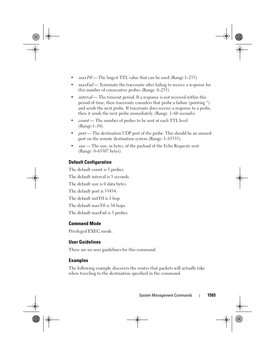 Default configuration, Command mode, User guidelines | Examples | Dell POWEREDGE M1000E User Manual | Page 1597 / 1682