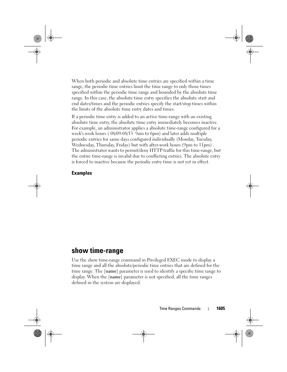 Examples, Show time-range | Dell POWEREDGE M1000E User Manual | Page 1609 / 1682