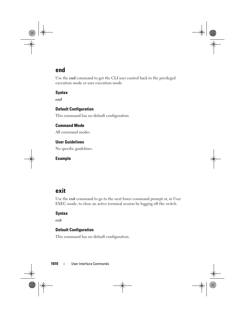 Syntax, Default configuration, Command mode | User guidelines, Example, Exit | Dell POWEREDGE M1000E User Manual | Page 1614 / 1682