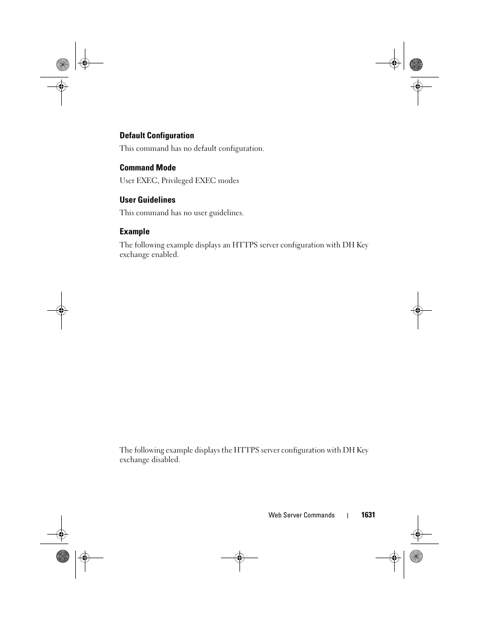 Default configuration, Command mode, User guidelines | Example | Dell POWEREDGE M1000E User Manual | Page 1635 / 1682