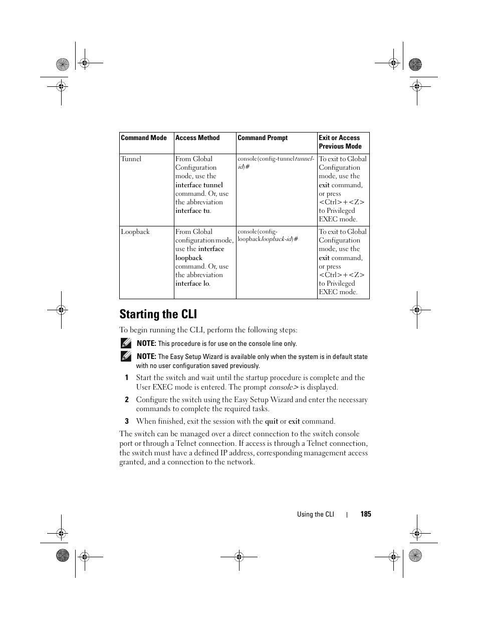 Starting the cli | Dell POWEREDGE M1000E User Manual | Page 185 / 1682