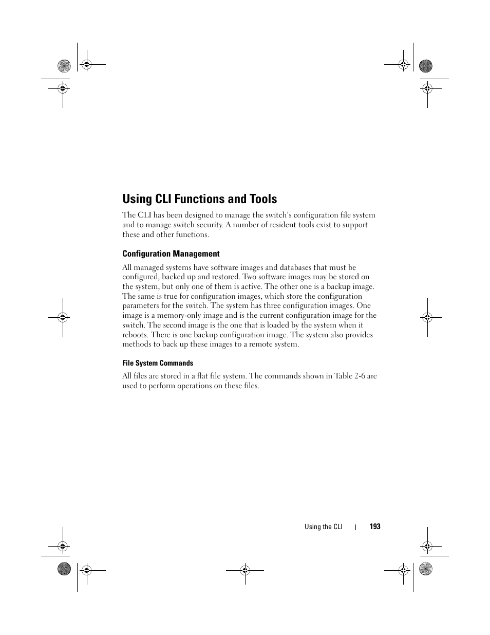 Using cli functions and tools, Configuration management | Dell POWEREDGE M1000E User Manual | Page 193 / 1682