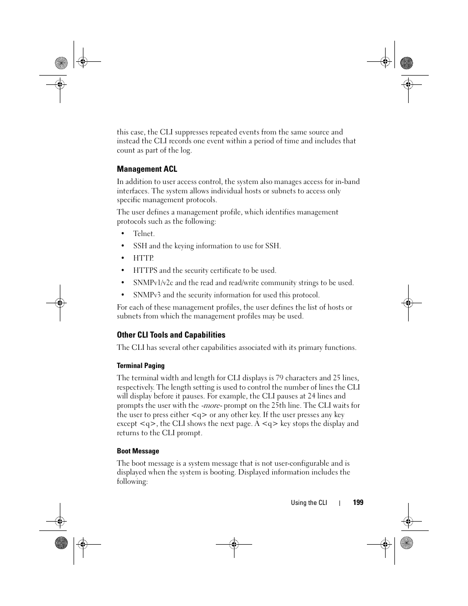 Management acl, Other cli tools and capabilities | Dell POWEREDGE M1000E User Manual | Page 199 / 1682