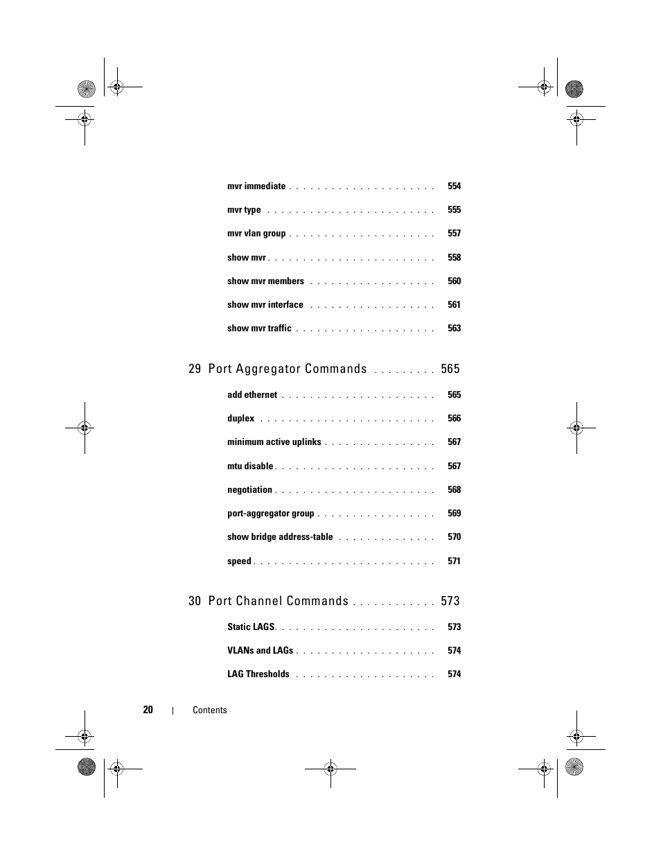 29 port aggregator commands, 30 port channel commands | Dell POWEREDGE M1000E User Manual | Page 20 / 1682