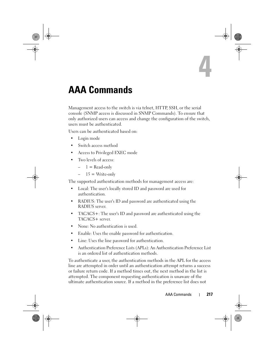 Aaa commands | Dell POWEREDGE M1000E User Manual | Page 217 / 1682