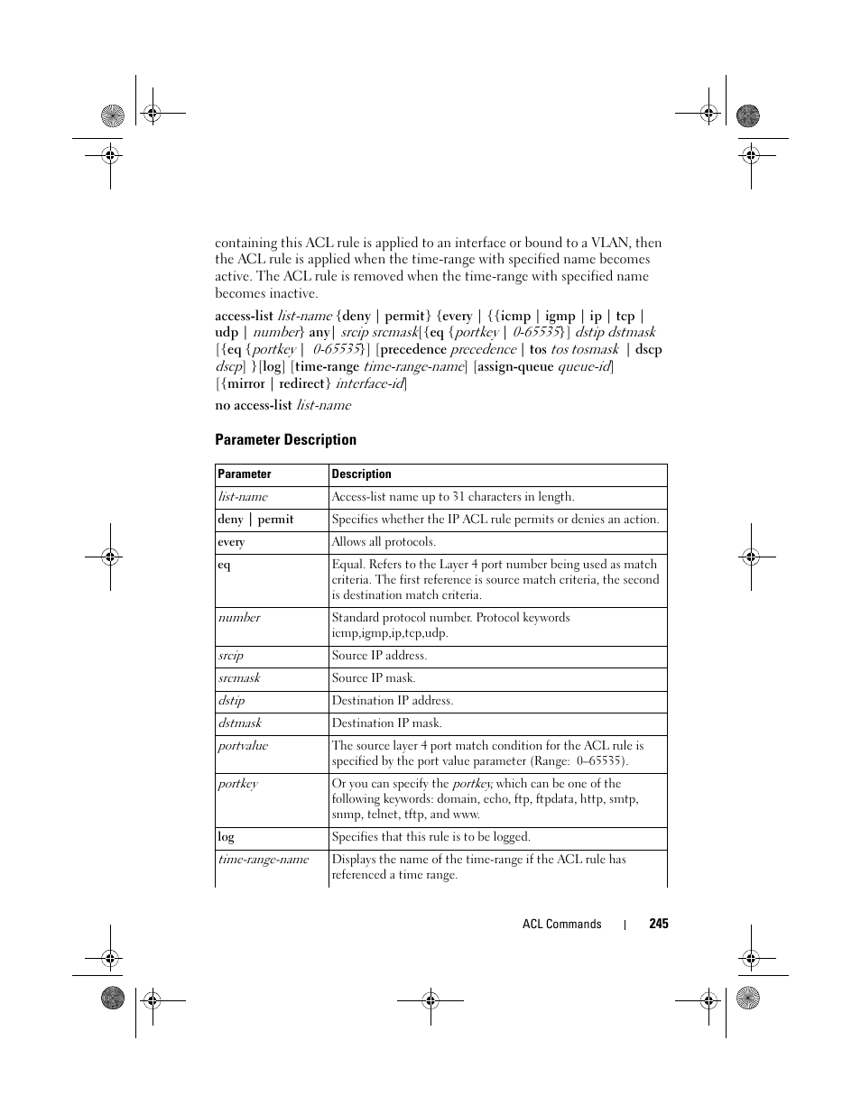 Parameter description | Dell POWEREDGE M1000E User Manual | Page 245 / 1682