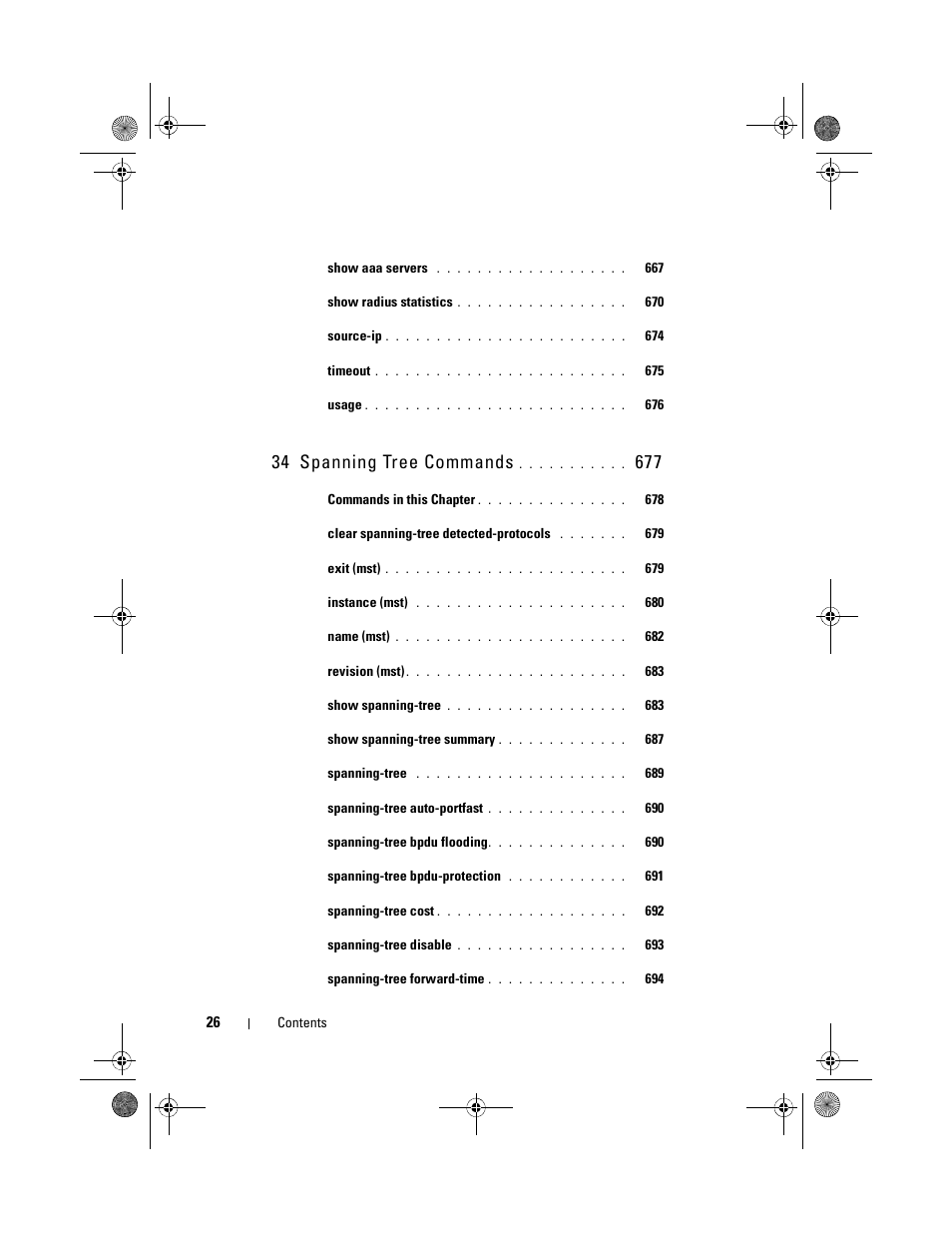 34 spanning tree commands | Dell POWEREDGE M1000E User Manual | Page 26 / 1682