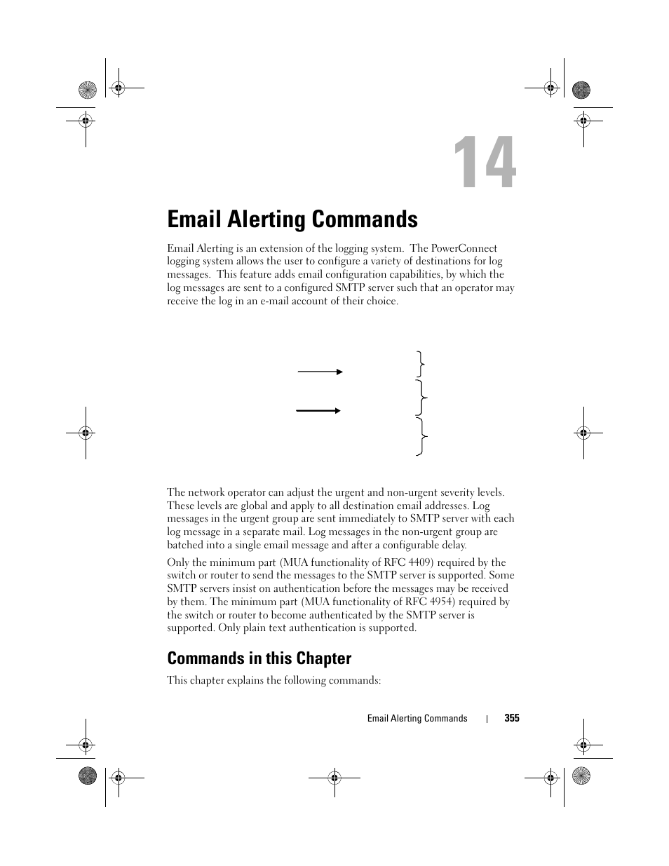 Email alerting commands, Commands in this chapter, Email alerting | Commands | Dell POWEREDGE M1000E User Manual | Page 355 / 1682