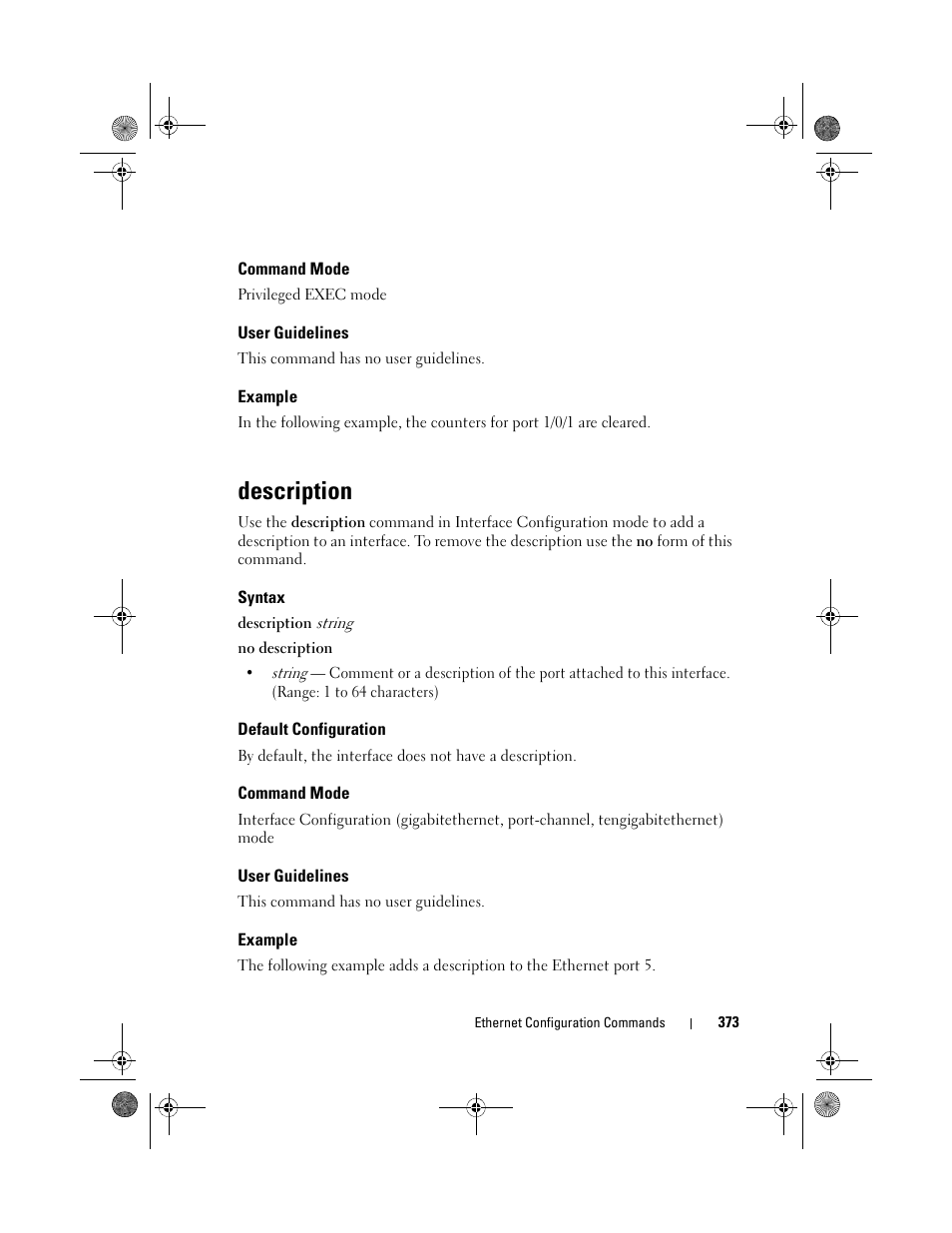 Command mode, User guidelines, Example | Description, Syntax, Default configuration | Dell POWEREDGE M1000E User Manual | Page 373 / 1682