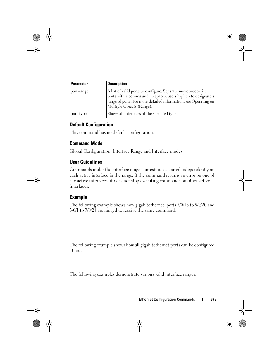 Default configuration, Command mode, User guidelines | Example | Dell POWEREDGE M1000E User Manual | Page 377 / 1682